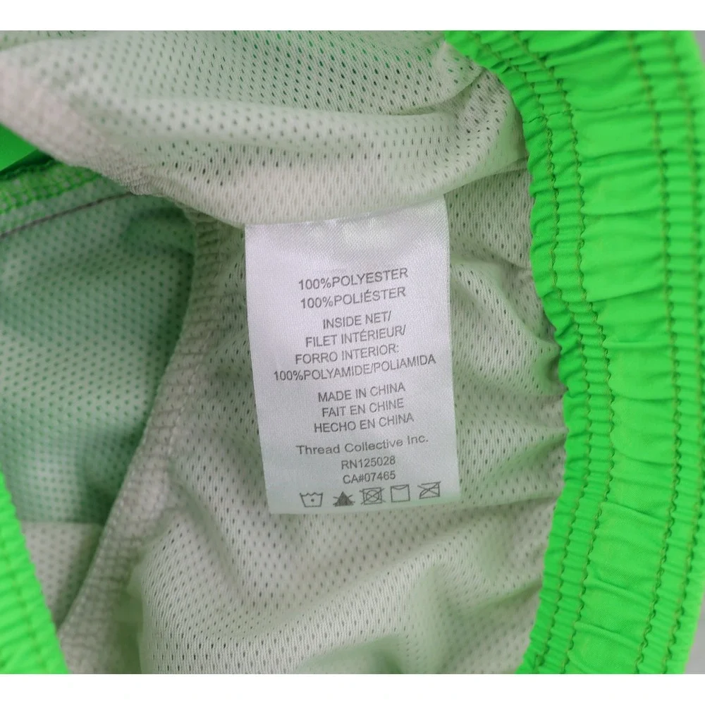 Psycho Bunny Swim Trunks Mens Small S Neon Green Piping Board Shorts Lined 5